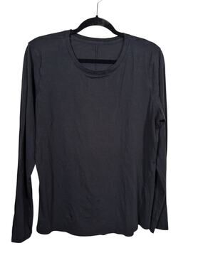 Lululemon Long Sleeve Shirt Womens 10 Black All Yours Pima Cotton Relaxed Fit